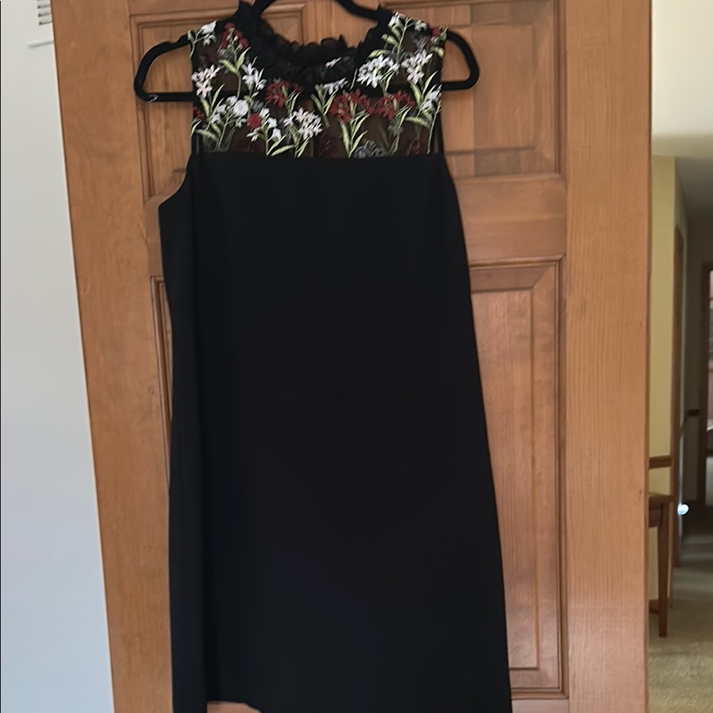 Karl Lagerfeld Black Asymmetrical Dress with Floral Detail